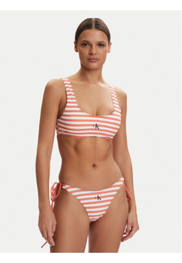 Calvin Klein Swimwear Dół od bikini LV00Q61215 Pomarańczowy. Kolor: pomarańczowy. Materiał: syntetyk