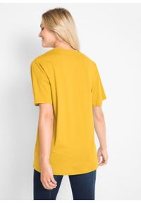 Długi shirt z dekoltem w szpic (5 sztuk), krótki rękaw bonprix żółty kanarkowy + kremowy miętowy + morelowy + czarny + biały. Kolor: żółty. Długość rękawa: krótki rękaw. Długość: krótkie #2