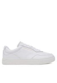 TOMMY HILFIGER - Tommy Hilfiger Sneakersy Casual Cupsole FW0FW08689 Biały. Okazja: na co dzień. Kolor: biały. Materiał: skóra #1