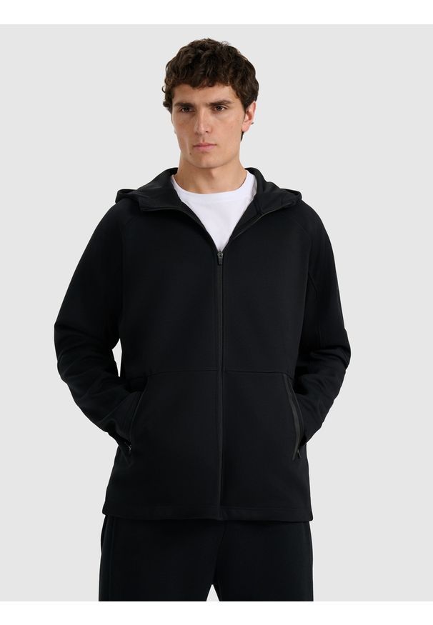 4f - 4F Bluza dresowa rozpinana z kapturem męska - czarna S. Typ kołnierza: kaptur. Kolor: czarny. Materiał: dresówka