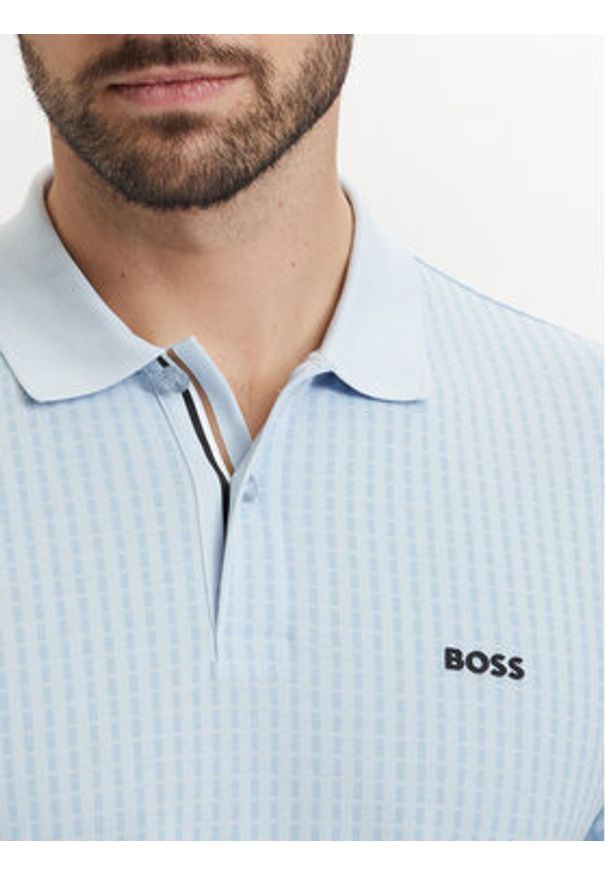 BOSS Polo Pl Goc Birdie 3 50559355 Niebieski jasny Regular Fit. Typ kołnierza: polo. Kolor: niebieski. Materiał: bawełna