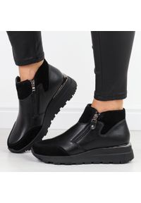 Czarne skórzane botki damskie Filippo dbt6348/24. Okazja: na co dzień. Nosek buta: okrągły. Kolor: czarny. Materiał: skóra. Sezon: zima, jesień. Styl: elegancki, casual, klasyczny #1