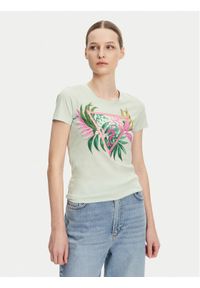 Guess T-Shirt W5GI07 J1314 Turkusowy Slim Fit. Kolor: turkusowy. Materiał: bawełna