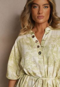 Renee - Zielona Sukienka Oversize z Wiskozą i Abstrakcyjnym Motywem Lunisana. Okazja: na co dzień. Kolor: zielony. Materiał: wiskoza. Typ sukienki: oversize. Styl: elegancki, casual #5