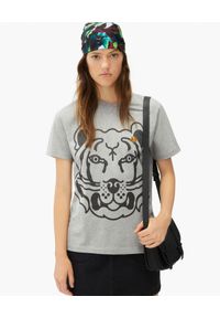 Kenzo - KENZO - Luźna koszulka K-Tiger. Kolor: szary. Materiał: bawełna. Wzór: nadruk