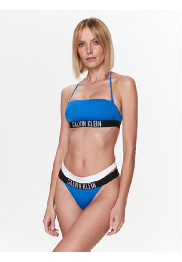 Calvin Klein Swimwear Dół od bikini KW0KW02020 Niebieski. Kolor: niebieski. Materiał: syntetyk