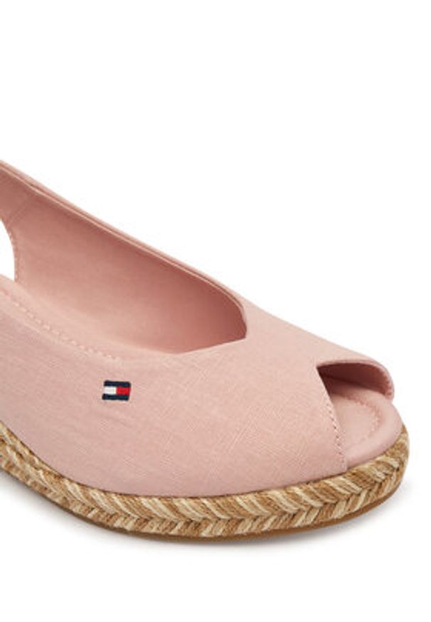 TOMMY HILFIGER - Tommy Hilfiger Espadryle Mid Wedge Espad Slingback Speck FW0FW09472 Różowy. Kolor: różowy. Materiał: materiał