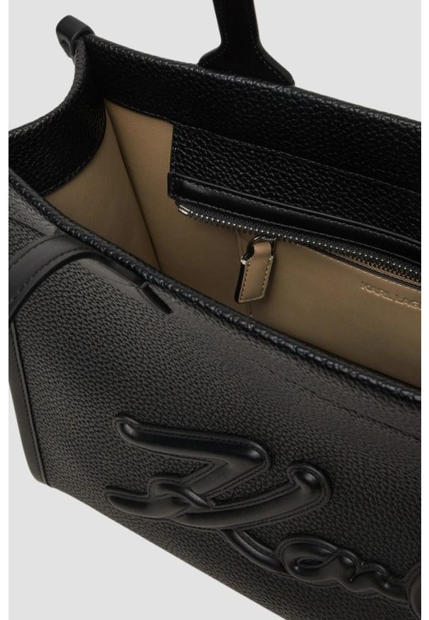 Karl Lagerfeld - KARL LAGERFELD Czarna torebka damska Md Tote Grainy. Kolor: czarny. Materiał: skórzane. Styl: klasyczny, elegancki