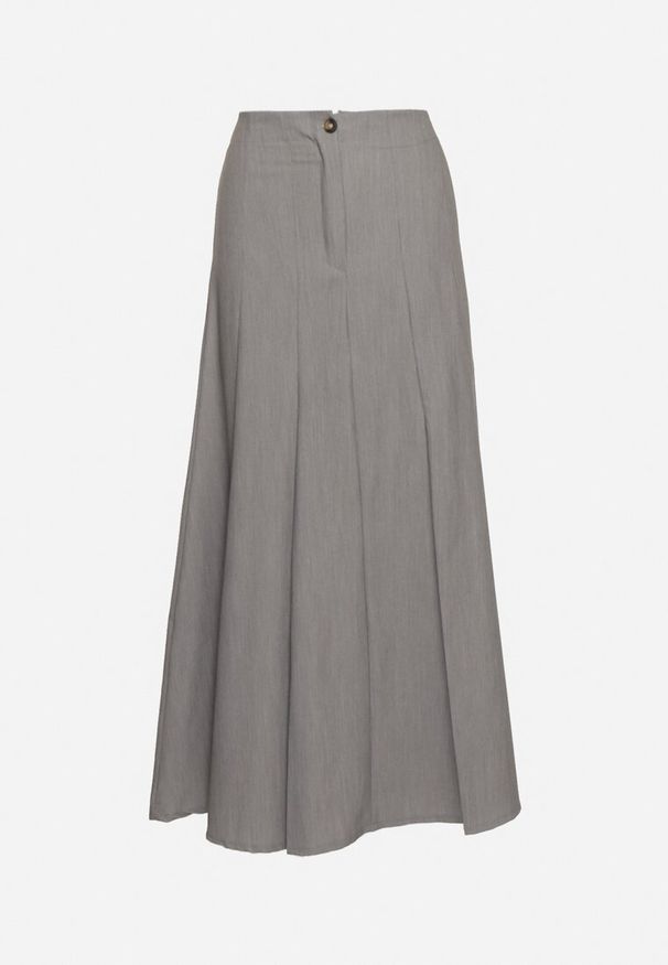 Born2be - Szara Spódnica Maxi Rozkloszowana w Garniturowym Stylu Araxna. Okazja: na co dzień. Kolor: szary. Styl: casual
