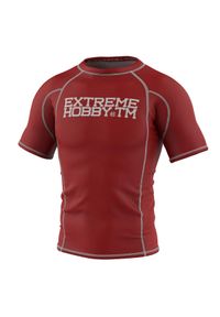 Koszulka Męska na siłownię rashguard MMA EXTREME HOBBY TRACE. Kolor: czerwony. Materiał: elastan, poliester. Długość rękawa: krótki rękaw. Długość: krótkie. Sport: fitness