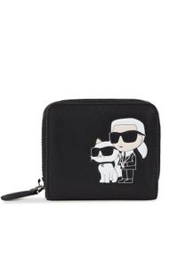 Karl Lagerfeld - KARL LAGERFELD Mały Portfel Damski 240W3259 Czarny. Kolor: czarny. Materiał: skóra