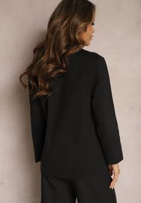 Renee - Czarna Jednorzędowa Marynarka Klasyczna z Imitacją Kieszeni Racabba. Kolor: czarny. Materiał: tkanina. Styl: klasyczny #4