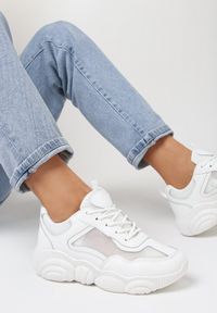Born2be - Białe Sneakersy Erenope. Nosek buta: okrągły. Zapięcie: sznurówki. Kolor: biały. Materiał: jeans, materiał. Szerokość cholewki: normalna. Wzór: nadruk