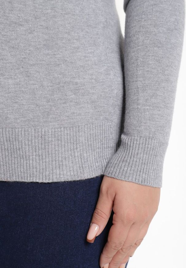 Born2be - Szary Golf z Bawełną o Prostym Kroju Gemista. Okazja: na co dzień. Typ kołnierza: golf. Kolekcja: plus size. Kolor: szary. Materiał: bawełna. Styl: klasyczny, elegancki, casual