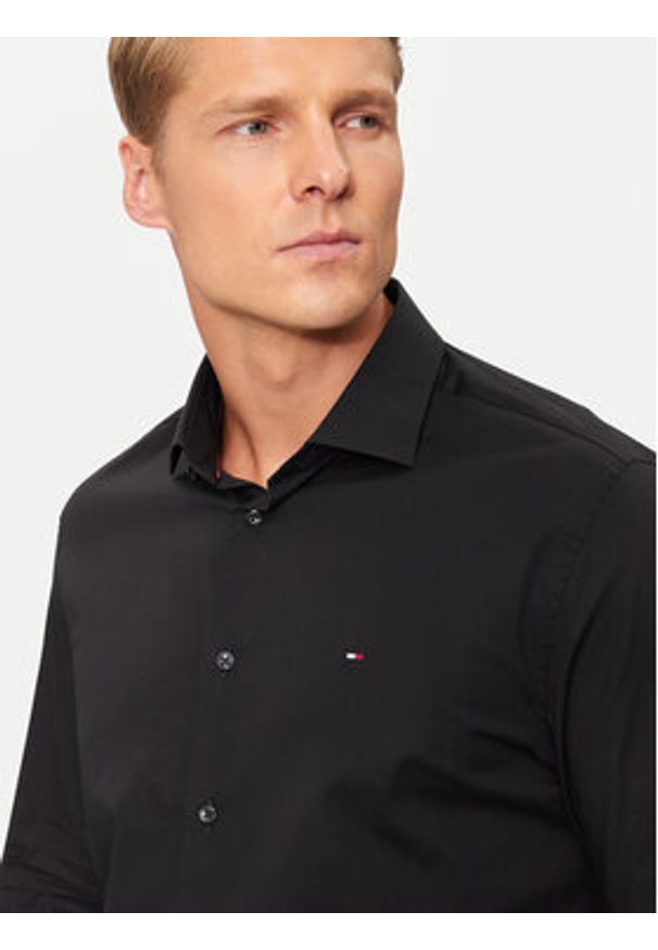 TOMMY HILFIGER - Tommy Hilfiger Koszula MW0MW38347 Czarny Slim Fit. Kolor: czarny. Materiał: bawełna