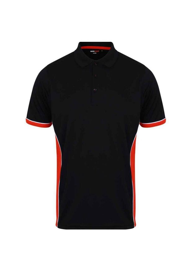 FINDEN & HALES - Męska Panelowa Koszulka Polo. Typ kołnierza: polo. Kolor: czarny
