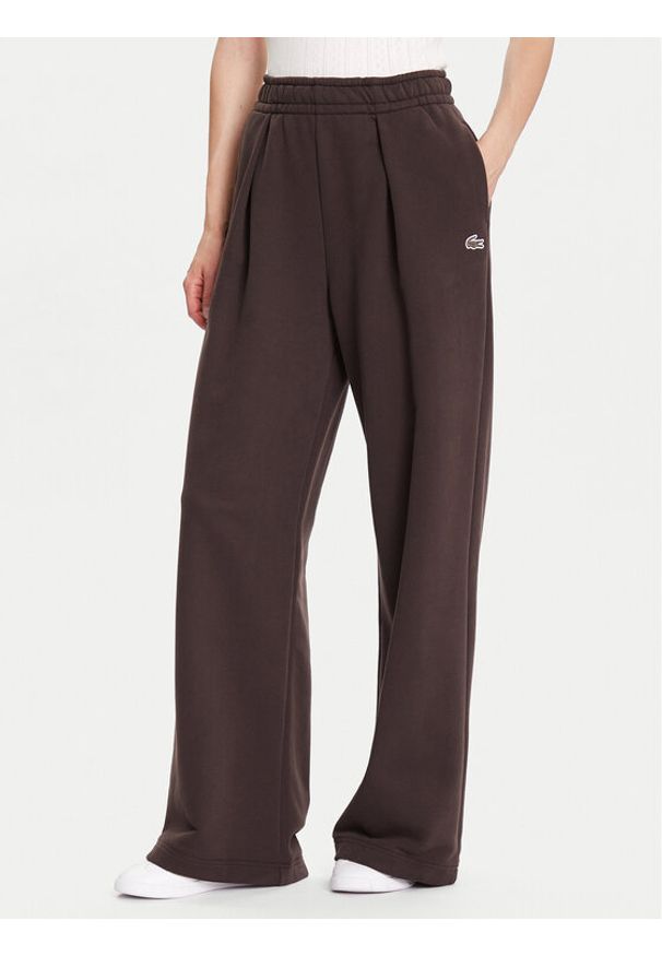 Lacoste Spodnie palazzo XF5248 Brązowy Wide Leg. Kolor: brązowy. Materiał: bawełna