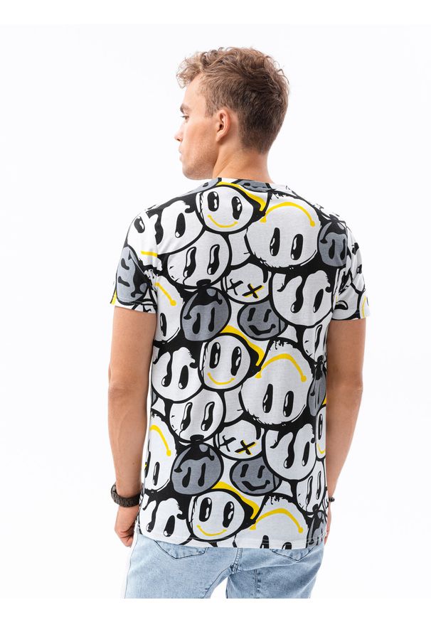 Żółty t-shirt Ombre Clothing z nadrukiem