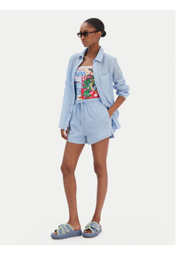 Seafolly Koszula Breeze 55428-TO Błękitny Regular Fit. Kolor: niebieski. Materiał: bawełna