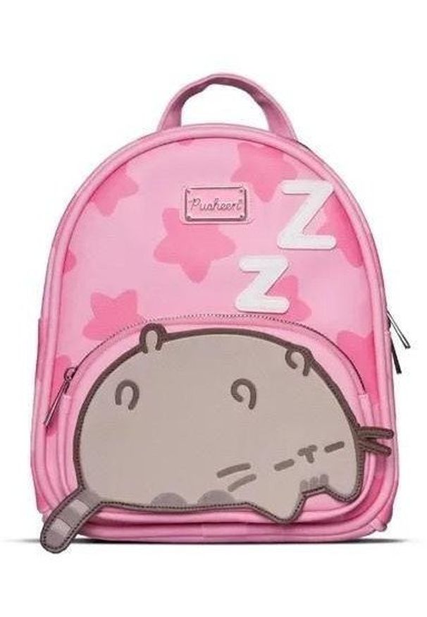 Pusheen plecak mały skórzany z aplikacją. Materiał: skóra. Wzór: aplikacja
