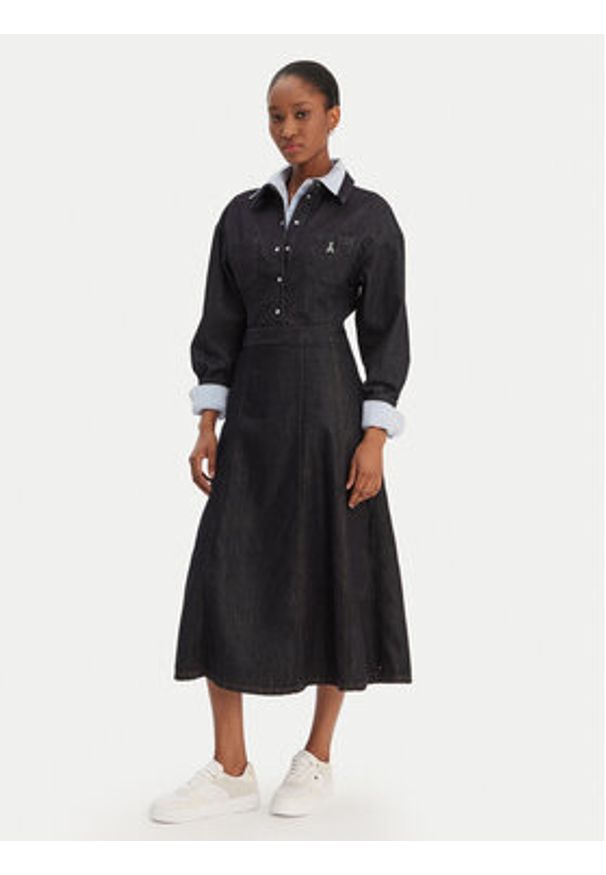 TOMMY HILFIGER - Tommy Hilfiger Spódnica jeansowa WW0WW47730 Granatowy Regular Fit. Kolor: niebieski. Materiał: syntetyk, bawełna