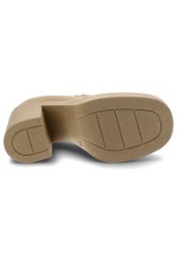 Beżowe Półbuty Lemar Wygodne Skórzane Buty. Kolor: beżowy. Materiał: skóra. Szerokość cholewki: normalna. Obcas: na obcasie. Styl: elegancki. Wysokość obcasa: średni