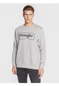 Wrangler - WRANGLER FRAME LOGO CREW MĘSKA BLUZA NADRUK MID GREY W662HAX37 112320241. Okazja: na co dzień. Materiał: jeans, bawełna. Długość rękawa: długi rękaw. Długość: długie. Wzór: nadruk. Styl: casual, klasyczny