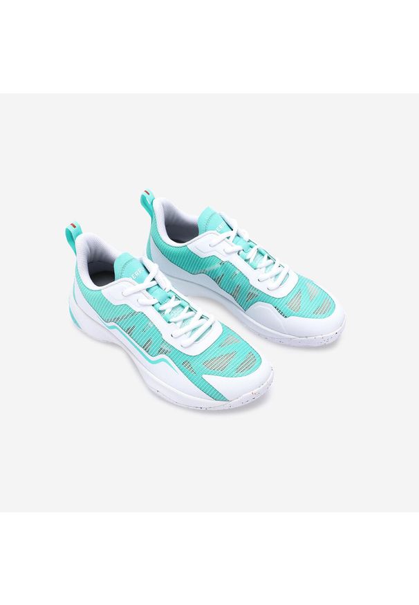 PERFLY - Buty do badmintona damskie Perfly BS Lite 560. Kolor: zielony, niebieski, wielokolorowy, biały. Materiał: nylon, zamsz. Szerokość cholewki: normalna