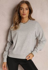 Renee - Szara Bluza z Polarową Podszewką Heseh. Okazja: na co dzień. Kolor: szary. Materiał: polar. Długość rękawa: długi rękaw. Długość: długie. Wzór: jednolity, gładki. Sezon: jesień, zima. Styl: klasyczny, casual