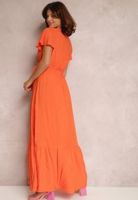 Renee - Pomarańczowa Sukienka Metia. Kolor: pomarańczowy. Materiał: tkanina, materiał. Wzór: gładki, geometria. Długość: maxi #5