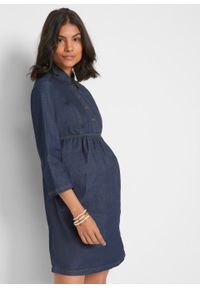 Sukienka dżinsowa ciążowa i do karmienia piersią bonprix ciemny denim. Kolekcja: moda ciążowa. Kolor: niebieski. Materiał: denim #5