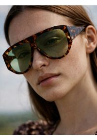 Big-Star - Okulary przeciwsłoneczne damskie z motywem zwierzęcym brązowe Soreli 803. Kolor: brązowy. Wzór: motyw zwierzęcy #5