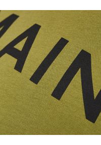 Balmain - BALMAIN - Koszulka khaki z nadrukiem logo. Kolor: zielony. Materiał: bawełna. Wzór: nadruk. Styl: klasyczny #3