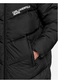 Karl Lagerfeld Jeans - KARL LAGERFELD Kurtka puchowa Klj Long Puffer Jacket 236D1501 Czarny Regular Fit. Typ kołnierza: dekolt w karo. Kolor: czarny. Materiał: puch, syntetyk #4