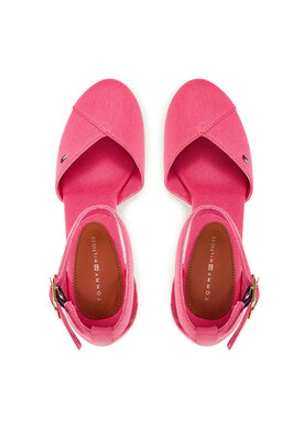 TOMMY HILFIGER - Tommy Hilfiger Półbuty Flag High Wedge Espad Closed Toe FW0FW08494 Różowy. Kolor: różowy. Materiał: materiał