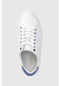 Lauren Ralph Lauren buty skórzane ANGELINE II kolor biały. Nosek buta: okrągły. Zapięcie: sznurówki. Kolor: biały. Materiał: skóra #2