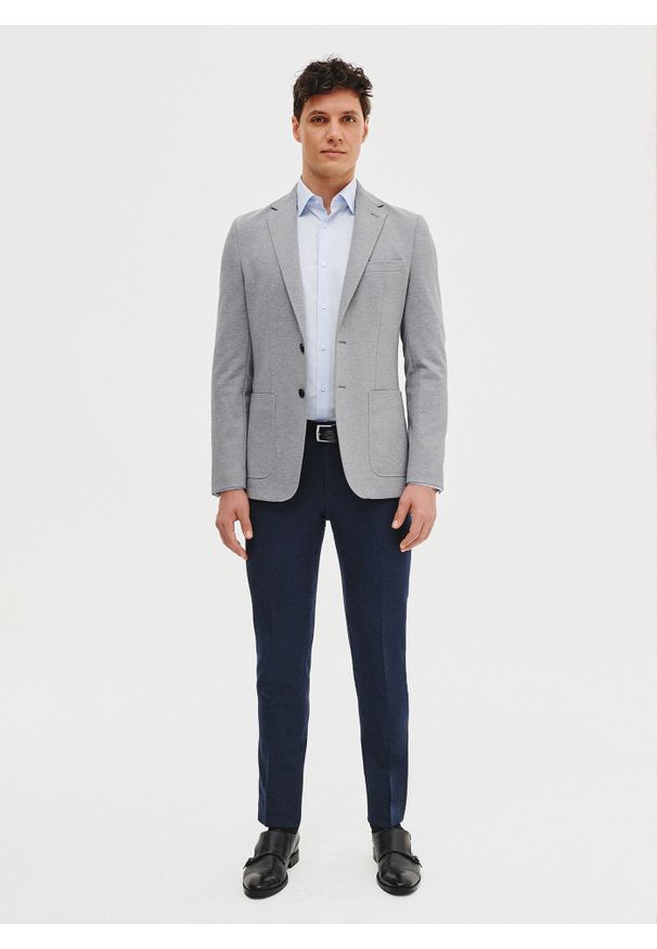 Pako Lorente - PAKO LORENTE - Jasnoszara marynarka z dzianiny. Kolor: szary. Materiał: dzianina. Sezon: wiosna