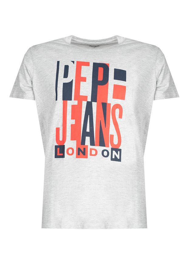 Pepe Jeans T-shirt "Davy" | PM507739 | Davy | Mężczyzna | Szary. Okazja: na co dzień. Kolor: szary. Materiał: bawełna, wiskoza. Wzór: nadruk, aplikacja. Styl: casual
