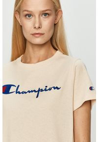 Champion - T-shirt 110992.. Okazja: na co dzień. Kolor: beżowy. Materiał: dzianina. Wzór: aplikacja. Styl: casual #2