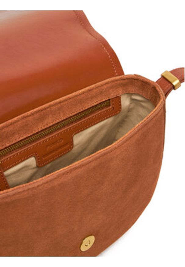 Pinko - PINKO Torebka Saddle Classic PE 25 PLTT 103830 A29N Brązowy. Kolor: brązowy. Materiał: skórzane, zamszowe