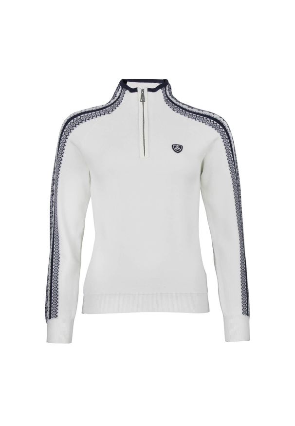 PEAK MOUNTAIN - Bardzowy golf 1/2 zamek damski Peak Mountain Adomino. Typ kołnierza: golf. Kolor: beżowy, wielokolorowy, biały. Sport: golf