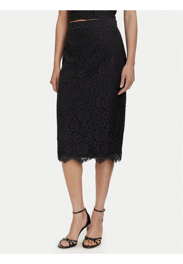 Guess Spódnica midi W5YD12 WHD00 Czarny Regular Fit. Kolor: czarny. Materiał: syntetyk