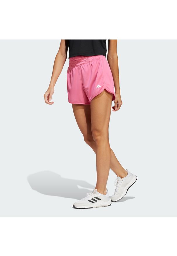 Adidas - Szorty Pacer Essentials Knit High-Rise. Kolor: biały, wielokolorowy, różowy. Materiał: materiał
