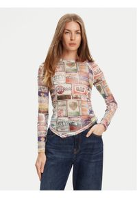 Guess Bluzka W5YP43 KBBF2 Kolorowy Slim Fit. Materiał: syntetyk. Wzór: kolorowy