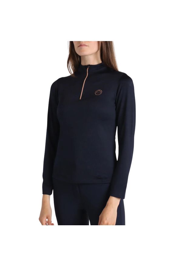 MONTAR - Damskie jeździeckie polo Montar Everly. Typ kołnierza: polo. Kolor: niebieski. Długość rękawa: długi rękaw