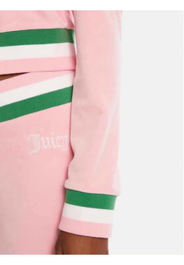 Juicy Couture Bluza Velour Crop JCWAS225351 Różowy Regular Fit. Kolor: różowy. Materiał: welur