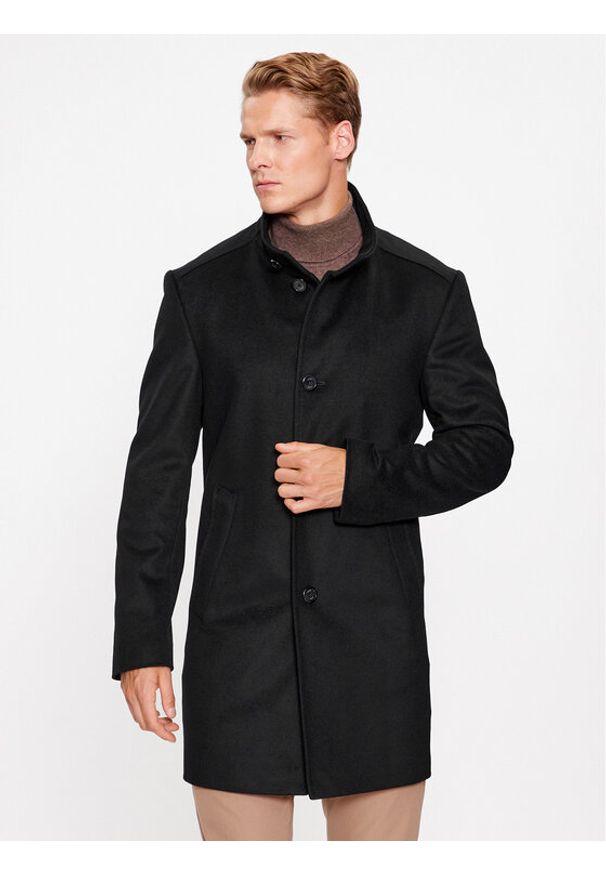 JOOP! Płaszcz wełniany 30037689 Czarny Regular Fit. Kolor: czarny. Materiał: wełna