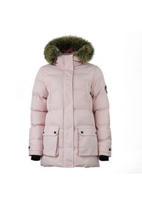 PEAK MOUNTAIN - Parka dla kobiet Peak Mountain. Kolor: różowy. Materiał: futro. Sezon: zima #1