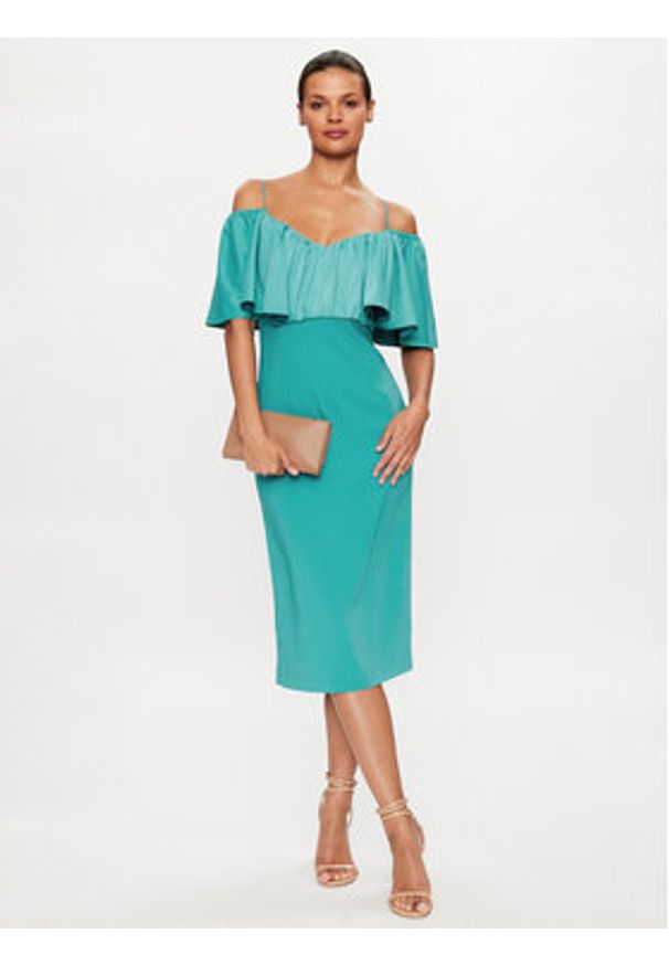 Pinko - PINKO Sukienka koktajlowa La Carlota 100034 A0GI Turkusowy Regular Fit. Kolor: turkusowy. Materiał: syntetyk. Styl: wizytowy