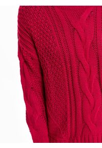 TOP SECRET - Sweter damski oversize. Kolor: różowy. Materiał: dzianina, ze splotem. Wzór: ze splotem. Sezon: zima, jesień #6
